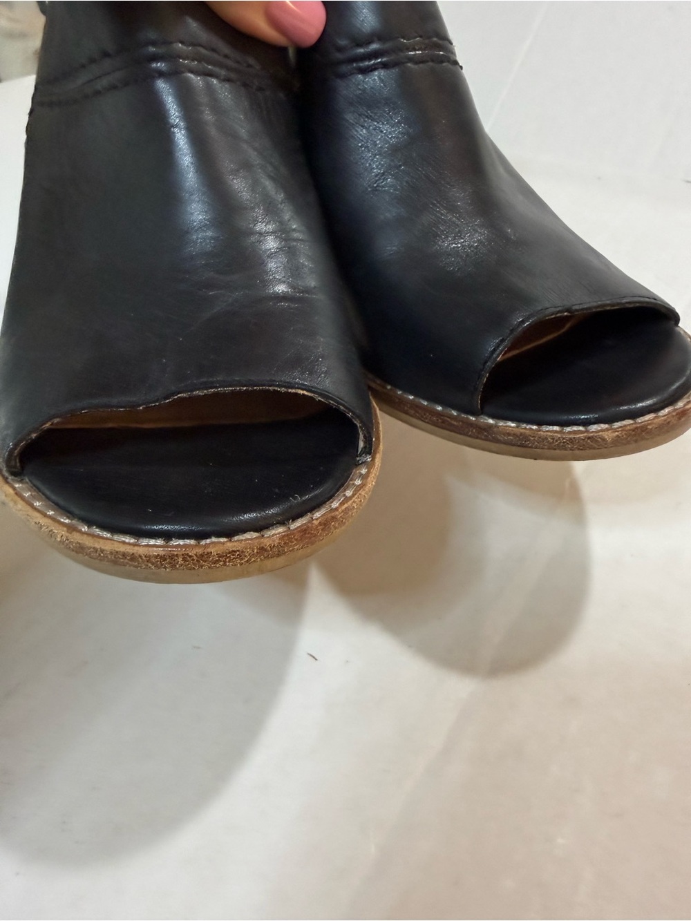 Madewell The Marie Black Leather Slingback Heeled Sandals Peep Toe Bootie Size 8 - Picture 6 of 12